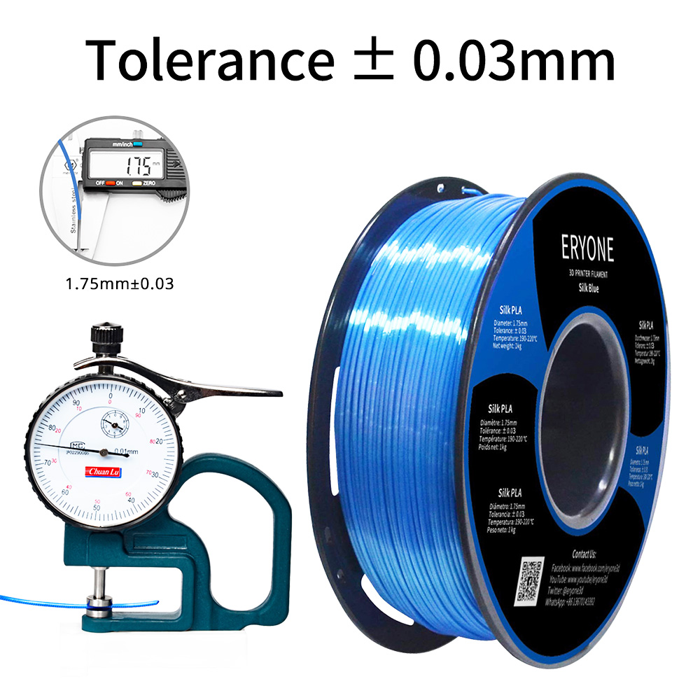 Filament Pla Soie Eryone pro 3D tiskárna 1,75 mm tolerance 0,03 mm 1 kg (2,2 libry)/bool - modrá