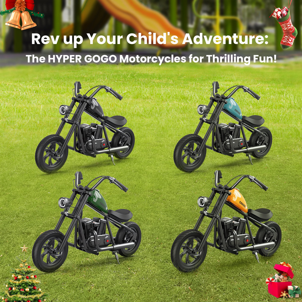 HYPER GOGO Cruiser 12 Electric Motorcycle for Kids 24V 5.2Ah Battery 160W Motor 16km/h Speed 12