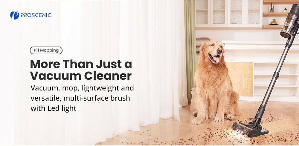 Proscenic P11 Akku-Staubsauger, 35 kPa Saugleistung, 0,65 l Staubbehälter, 5-stufiges Filtersystem, abnehmbarer 2000-mAh-Akku, bis zu 50 Minuten Laufzeit, Touchscreen