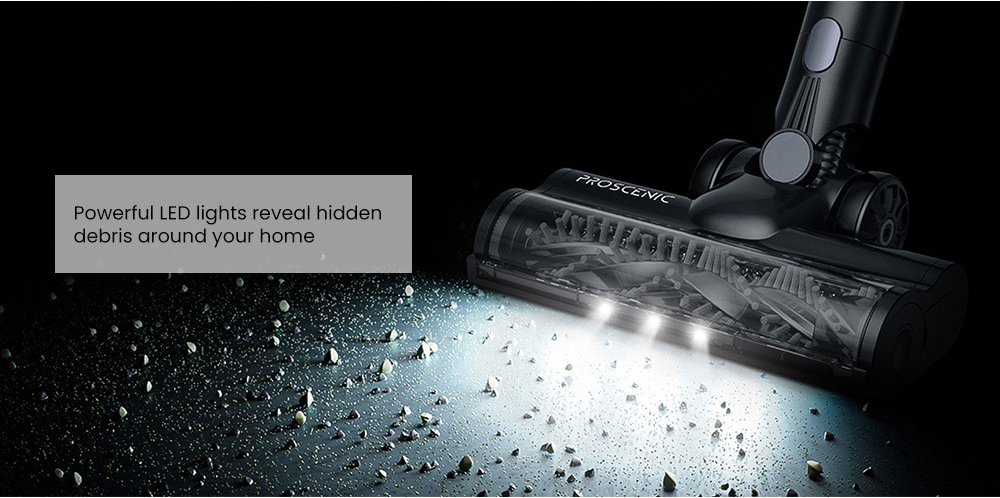 Proscenic P11 Akku-Staubsauger, 35 kPa Saugleistung, 0,65 l Staubbehälter, 5-stufiges Filtersystem, abnehmbarer 2000-mAh-Akku, bis zu 50 Minuten Laufzeit, Touchscreen