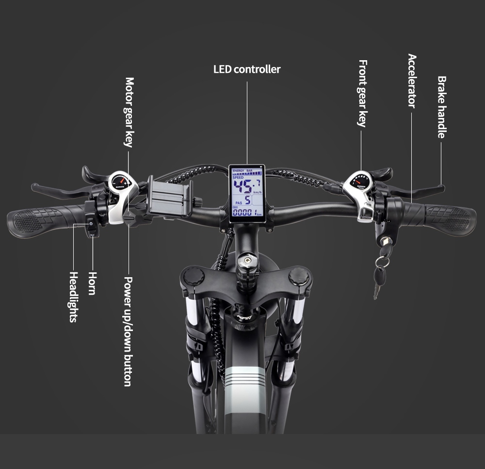 Ηλεκτρικό ποδήλατο Ridstar H26 Pro, Ελαστικά παντός εδάφους 26*4.0 ιντσών 1000W Κινητήρας 48V 20Ah Μπαταρία 36 mph Μέγιστη Ταχύτητα 120km Μέγιστη εμβέλεια Φρένο λαδιού