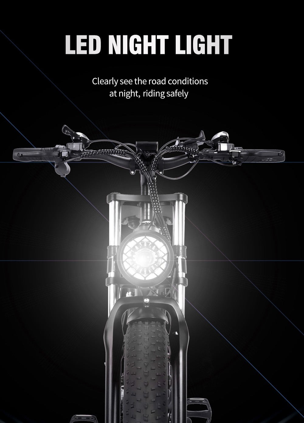 Ridstar H26 Pro elektrische fiets, 26 * 4.0 inch dikke banden voor alle terreinen 1000 W motor 48 V 20 Ah batterij 36 mph maximale snelheid 120 km maximaal bereik olierem