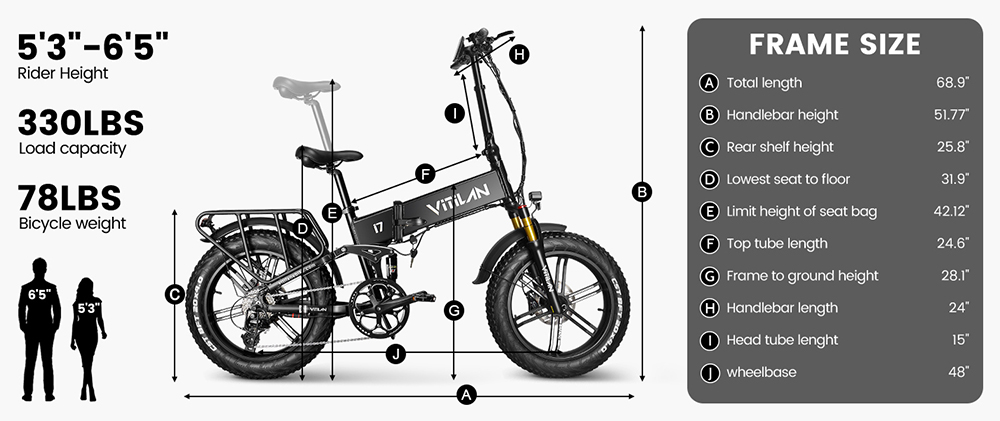 Bicicleta eléctrica plegable Vitilan I7 Pro 2.0, neumático grueso de 20 * 4.0 pulgadas, motor Bafang de 750 W, batería extraíble de 48 V 20 Ah, velocidad máxima de 28 mph, alcance de 50 a 65 millas, engranaje Shimano de 8 velocidades, suspensión neumática, horquilla delantera, freno de disco hidráulico, pantalla LCD - Negro