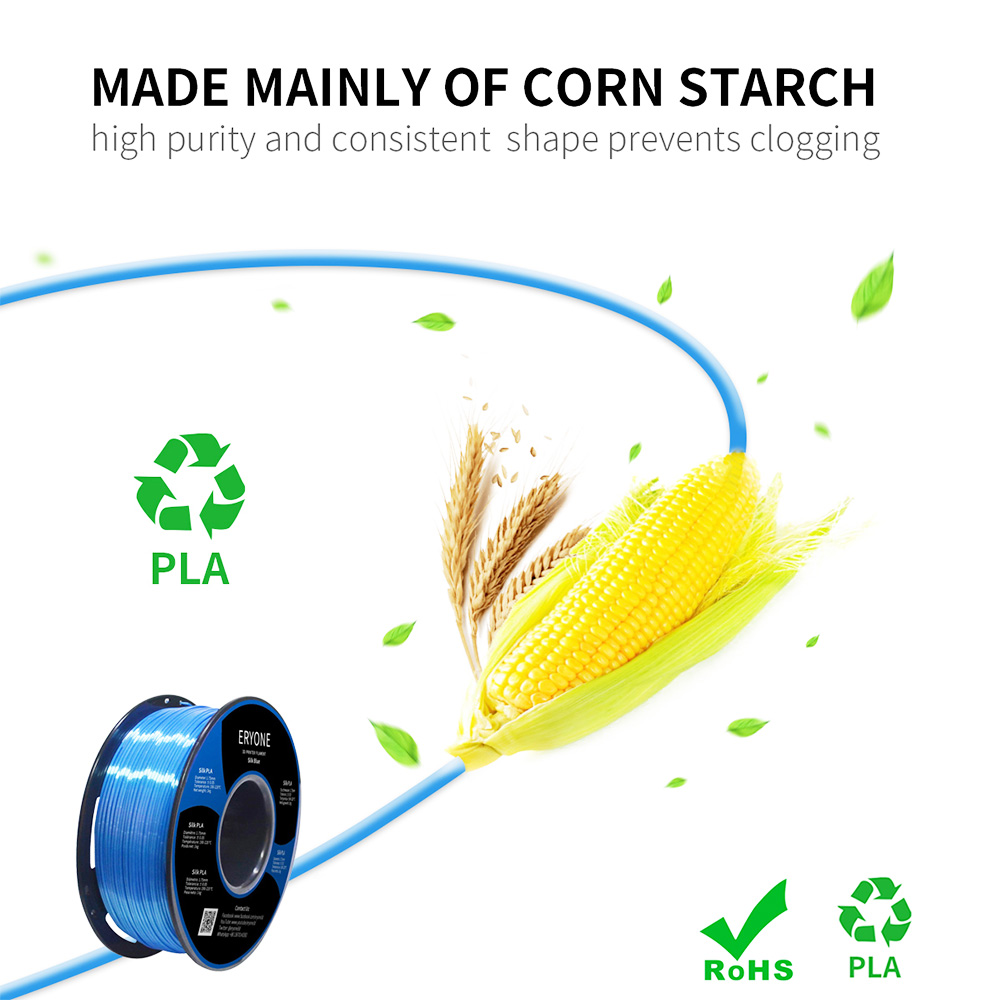 Filament Pla Soie Eryone pro 3D tiskárna 1,75 mm tolerance 0,03 mm 1 kg (2,2 libry)/bool - modrá