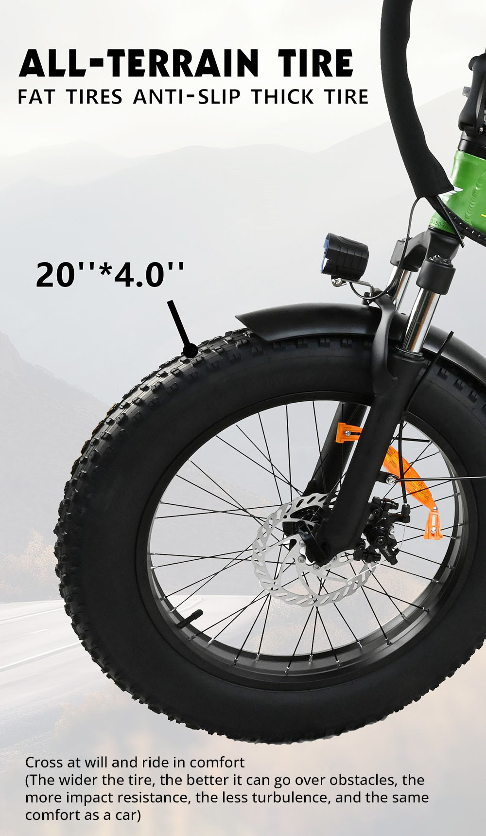 BAOLUJIE DZ2001 Πτυσσόμενο ηλεκτρικό ποδήλατο, 48V 12Ah Μπαταρία κινητήρα 500W 20*4.0 ιντσών Ελαστικά 45km/h Μέγιστη ταχύτητα 30-40km Εμβέλεια Δισκόφρενο - Πράσινο