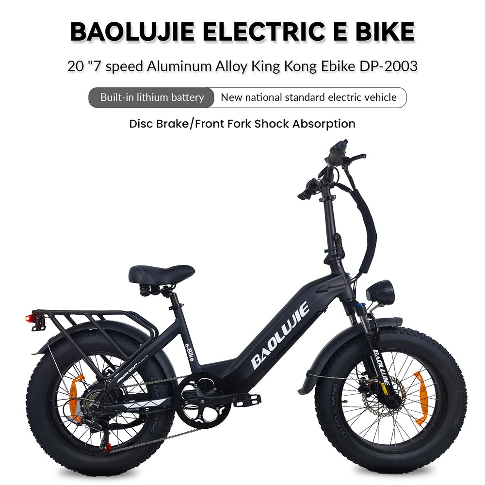 BAOLUJIE DP2003 Ηλεκτρικό ποδήλατο, Ελαστικά 20*4 ιντσών 500W Κινητήρας 48V 12AH Μπαταρία 45km/h Μέγιστη Ταχύτητα 40km Μέγιστο Εύρος Shimano 7-Speed ​​LCD οθόνη - Μαύρο