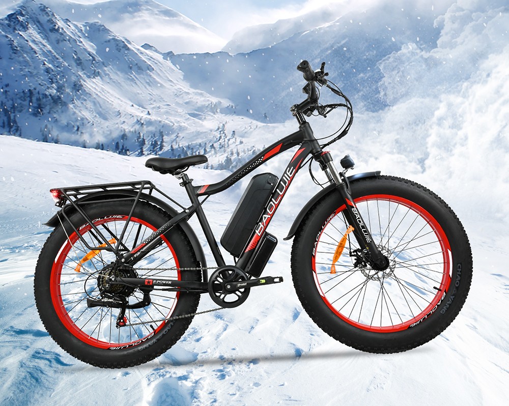 Bicicleta elétrica BAOLUJIE DP2619, pneu gordo de 26 * 4.0 polegadas 750W Motor 48V 13Ah Bateria 45km / h Velocidade máxima 45km Alcance máximo SHIMANO Visor LCD de 7 velocidades - Azul