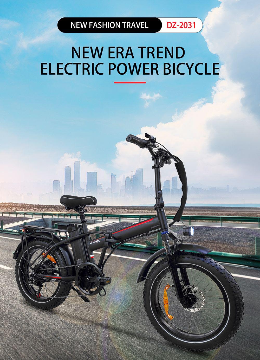 BAOLUJIE DZ2031 elektrische fiets, 500 W motor 48 V 13 Ah batterij 20 * 4.0 inch band 35-45 km bereik 40 km / u maximale snelheid SHIMANO mechanische schijfrem met 7 versnellingen - zwart