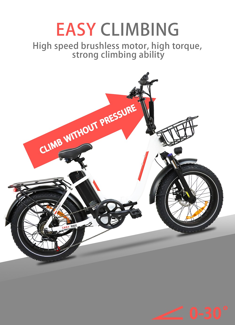 BAOLUJIE DZ2030 elektromos kerékpár, 20 * 4.0 hüvelykes gumi 500 W-os motor 48 V 13 Ah cserélhető akkumulátor 40 km/h Max sebesség 35-45 km Hatótávolság SHIMANO 7 sebességes - szürke