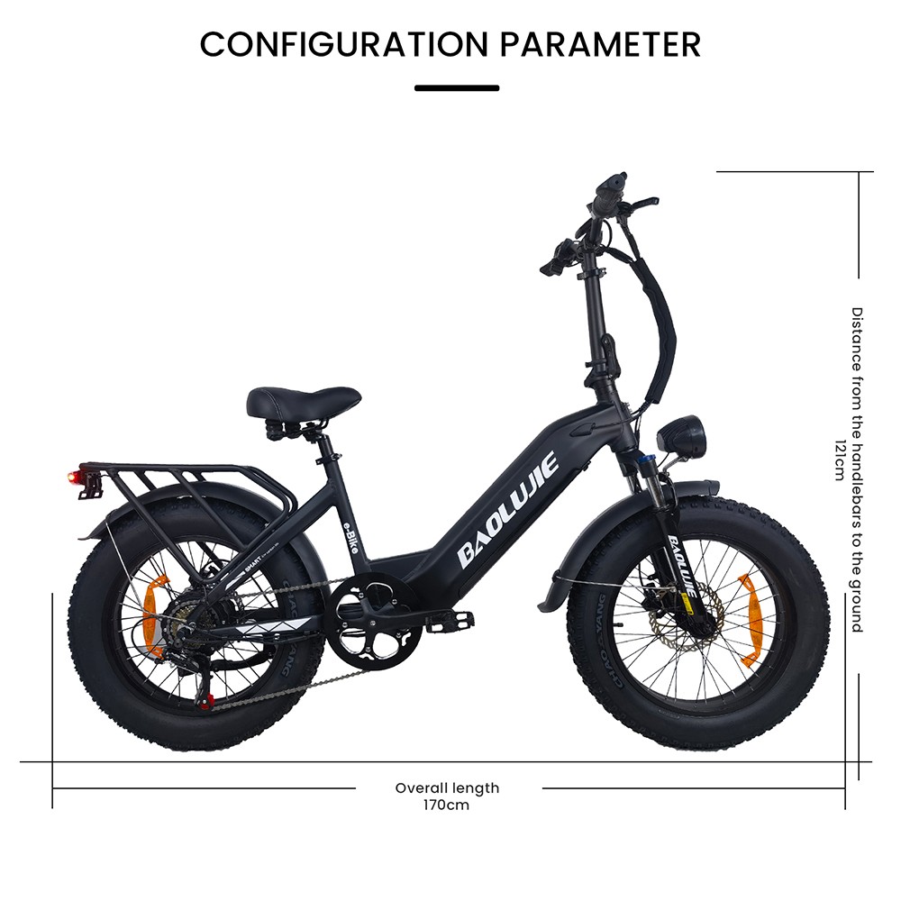 BAOLUJIE DP2003 elektrische fiets, 20 * 4 inch banden 500 W motor 48 V 12 Ah batterij 45 km / u maximale snelheid 40 km maximaal bereik Shimano 7-speed LCD-display - zwart