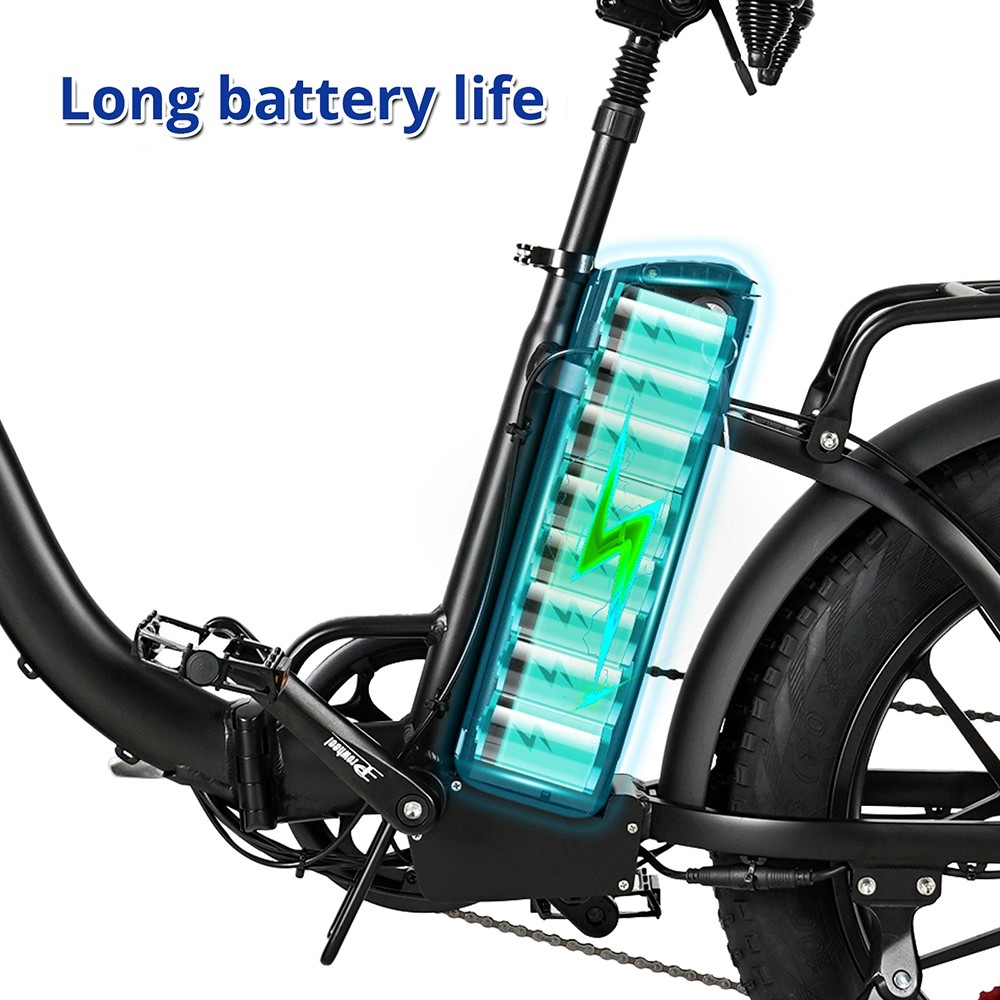 CMACEWHEEL Y20 Bicicleta eléctrica plegable Bicicleta eléctrica con ciclomotor paso a paso, neumático ancho de 20 * 4.0 pulgadas Motor de 750 W Batería de 48 V 15 Ah Velocidad máxima de 40 km / h Alcance máximo de 70 km Carga máxima de 150 kg
