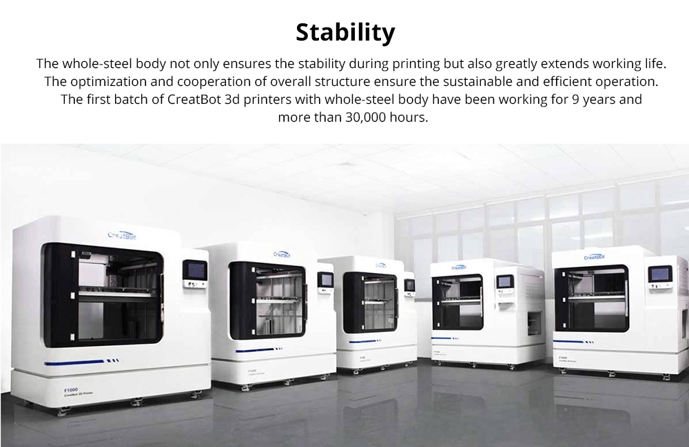 CreatBot D1000 3D Drucker, automatische Nivellierung, Kamerasteuerung, automatisch ansteigende Dual-Extruder, 120 mm/s maximale Druckgeschwindigkeit, HEPA-Luftfilter, Einzelextrusionsvolumen 1000x1000x1000 mm, Dual-Extrusionsvolumen 940x1000x1000 mm