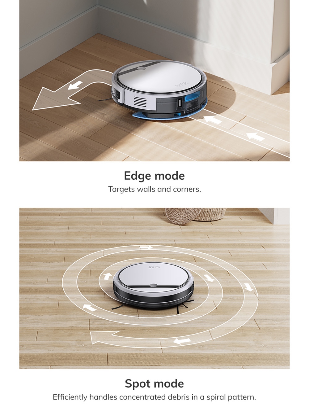 ILIFE V3X Robot Vacuum Cleaner, 2 in 1 Vacuum and Mopping, 3000Pa Suction, 300ml Dustbin, 2900mAh Battery, Up to 120min Runtime, App/Voice Control