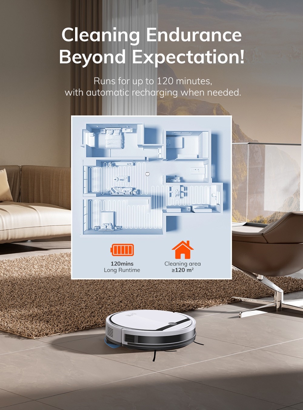 ILIFE V3X Robot Vacuum Cleaner, 2 in 1 Vacuum and Mopping, 3000Pa Suction, 300ml Dustbin, 2900mAh Battery, Up to 120min Runtime, App/Voice Control