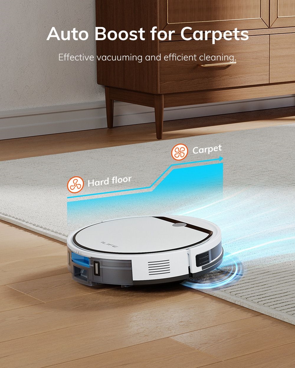 ILIFE V3X Robot Vacuum Cleaner, 2 in 1 Vacuum and Mopping, 3000Pa Suction, 300ml Dustbin, 2900mAh Battery, Up to 120min Runtime, App/Voice Control