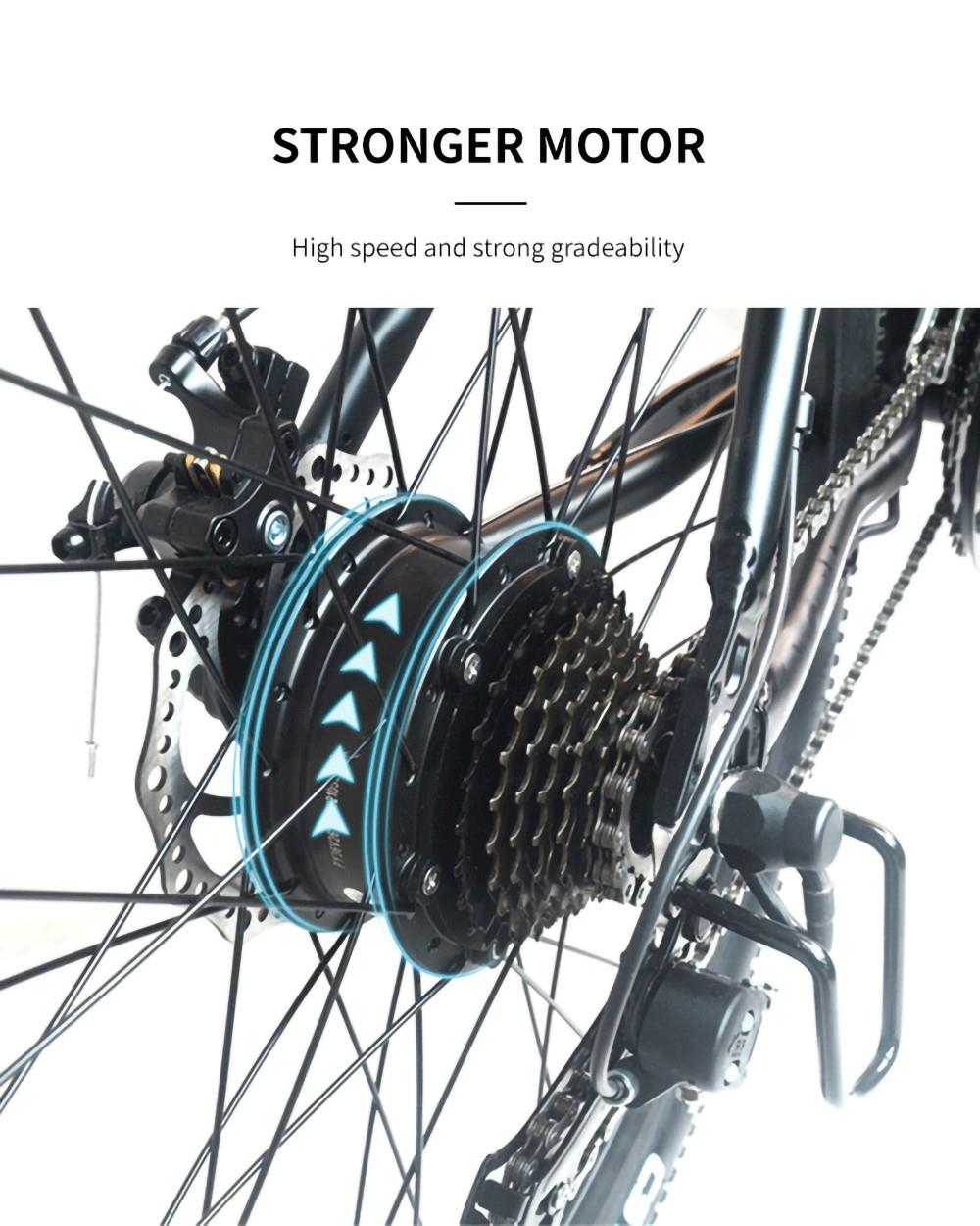 Bicicleta elétrica K3, pneu de 26 * 1.95 polegadas 350W Motor 36V 10.4Ah Bateria 32km / h Velocidade máxima 120kg Freio a disco de carga - Azul