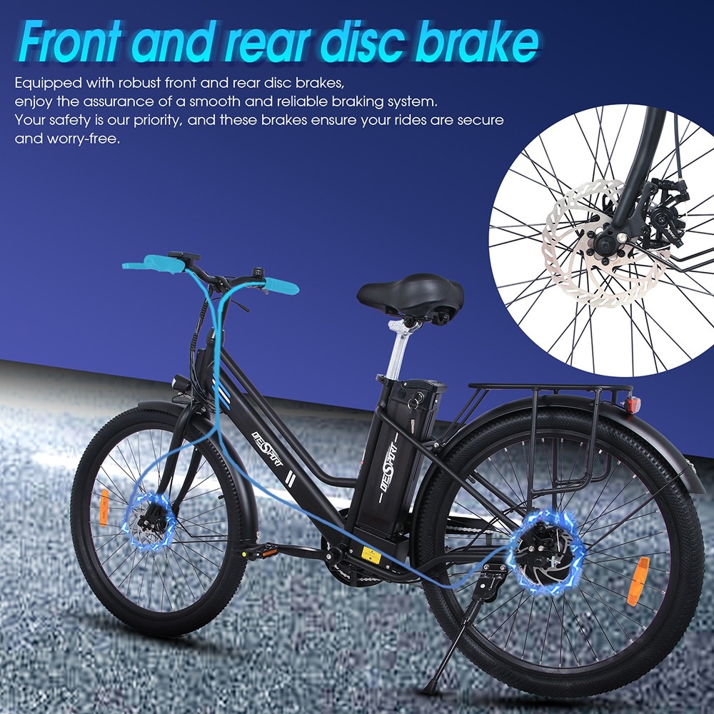 Bicicleta elétrica ONESPORT OT18, pneus de 26 * 2.35 polegadas 350W Motor 36V14.4Ah Bateria 25km / h Velocidade máxima - Preto