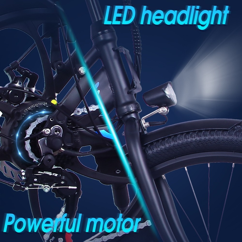 Bicicleta eléctrica ONESPORT OT18, neumáticos de 26 * 2.35 pulgadas Motor de 350 W Batería 36V14.4Ah Velocidad máxima de 25 km / h - Negro