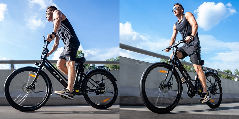 ONESPORT OT18 elektrische fiets, 26 * 2.35 inch banden 350W motor 36V14.4Ah batterij 25 km / u maximale snelheid - zwart