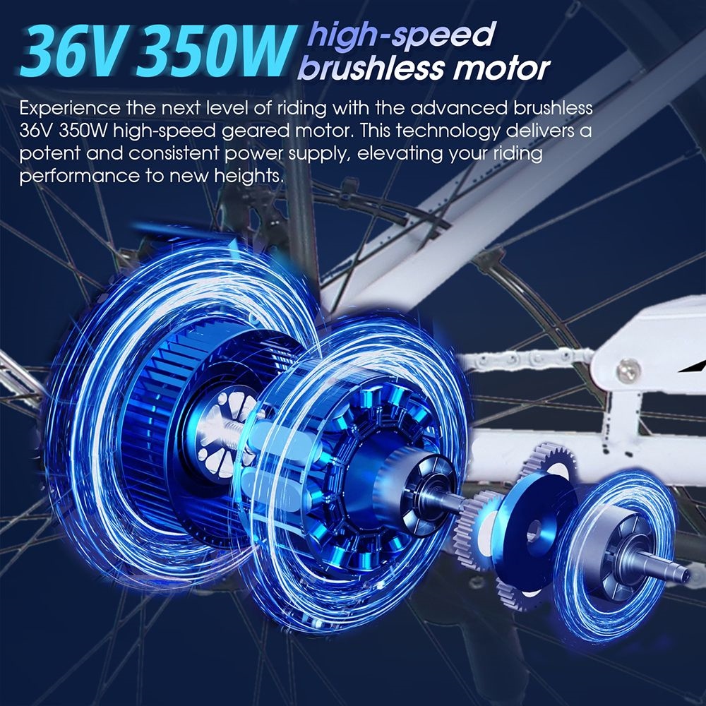 ONESPORT OT18 Elektrofahrrad, 26 x 2.35 Zoll Reifen, 350 W Motor, 36 V 14.4 Ah Batterie, 25 km/h Höchstgeschwindigkeit – Weiß