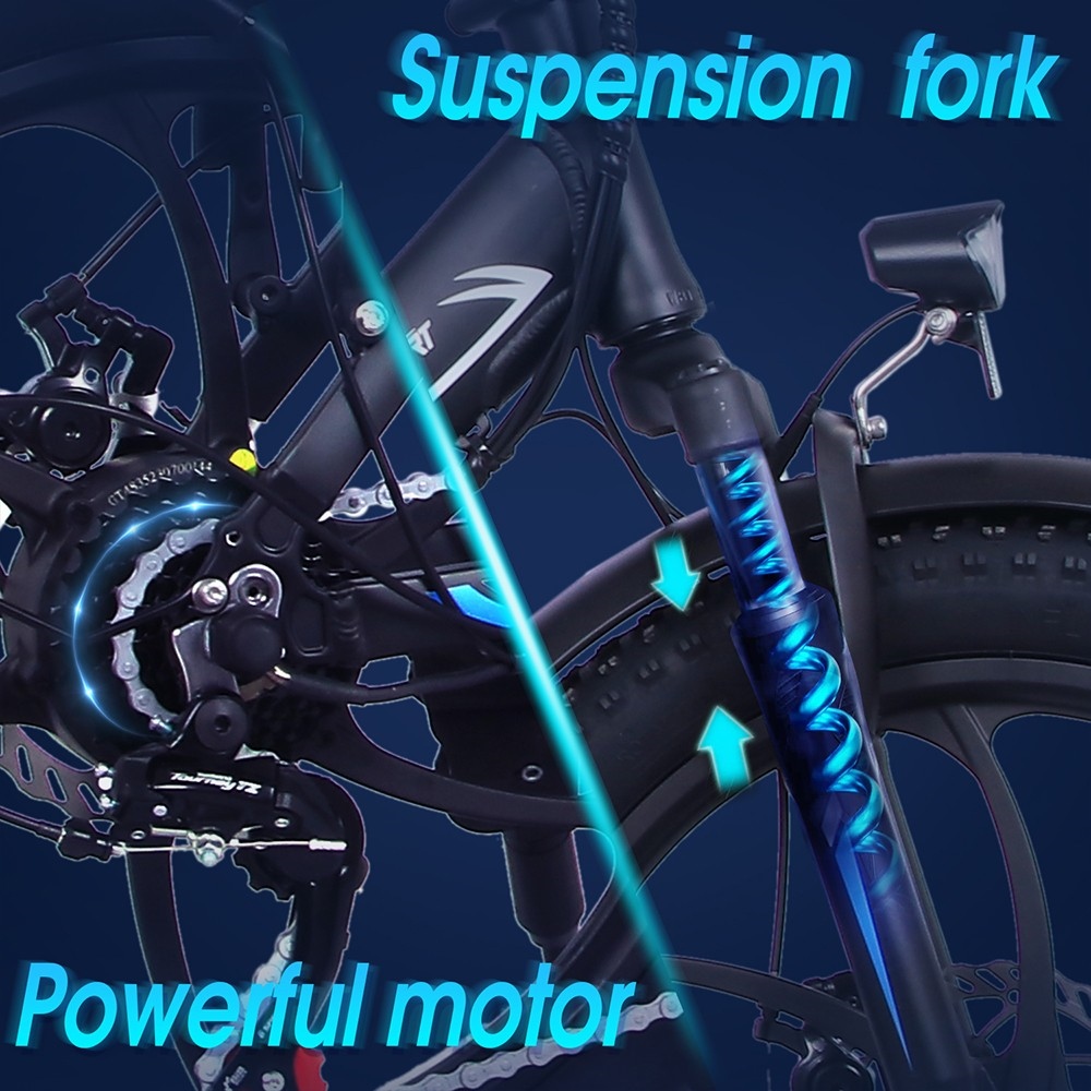 Bici elettrica con pneumatici ONESPORT OT16 da 20 * 3.0 pollici, motore 350 W, batteria 48 V 15 Ah, velocità massima 25 km/h, freni a disco