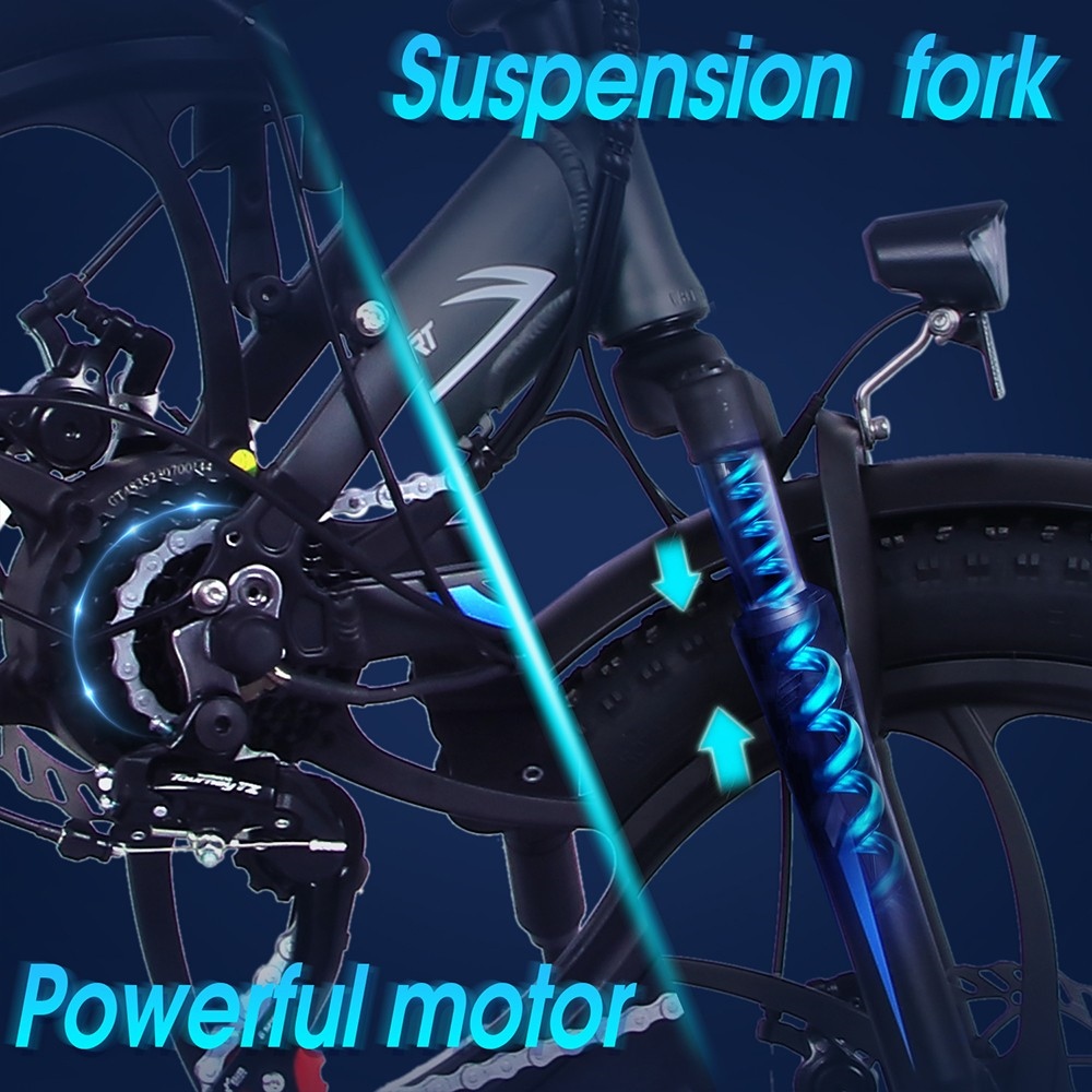 ONESPORT OT16 Bicicleta elétrica com pneus de 20 * 3.0 polegadas, motor 350 W, bateria 48V15Ah, freios a disco de velocidade máxima de 25 km / h