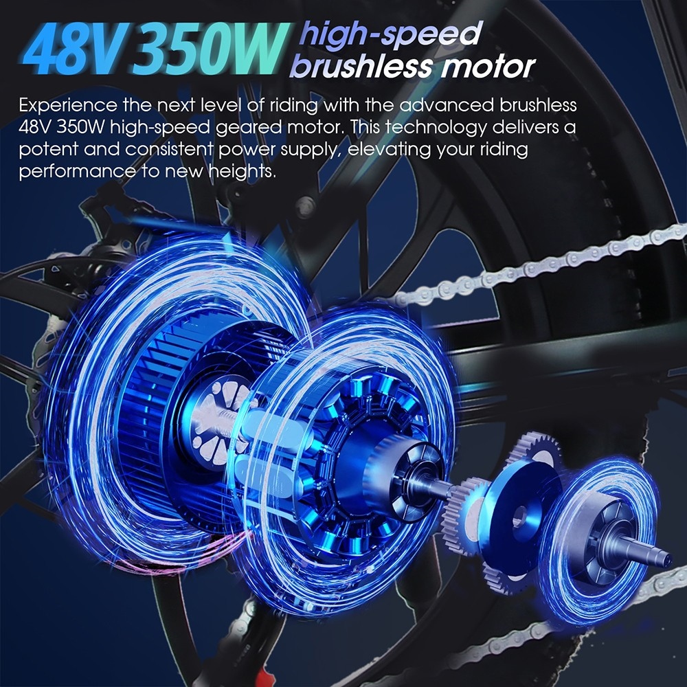 ONESPORT OT16 20*3.0 inch Tires Electric Bike, 350W Motor 48V15Ah Battery 25km/h Max Speed Disc Brakes
