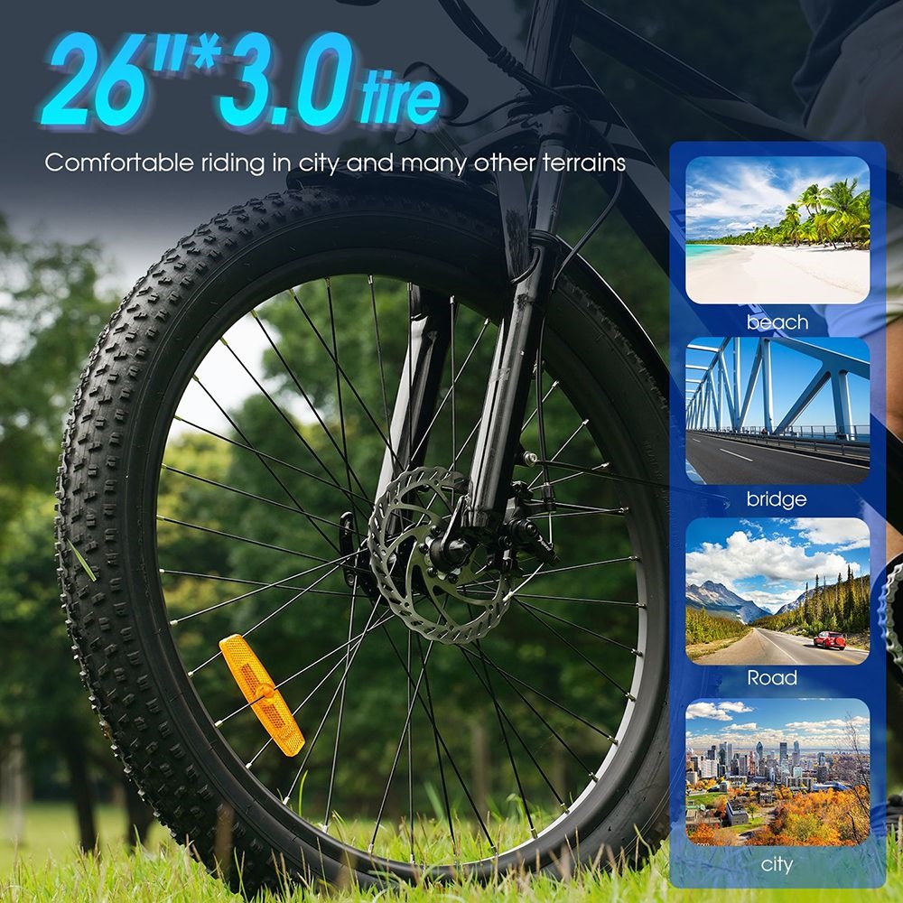 Ηλεκτρικό ποδήλατο ONESPORT OT13, Ελαστικά λιπαρών 26*3 ιντσών, Μοτέρ 350W, Μπαταρία 48V15Ah, Μέγιστη Ταχύτητα 25km/h Μέγιστη εμβέλεια 100km