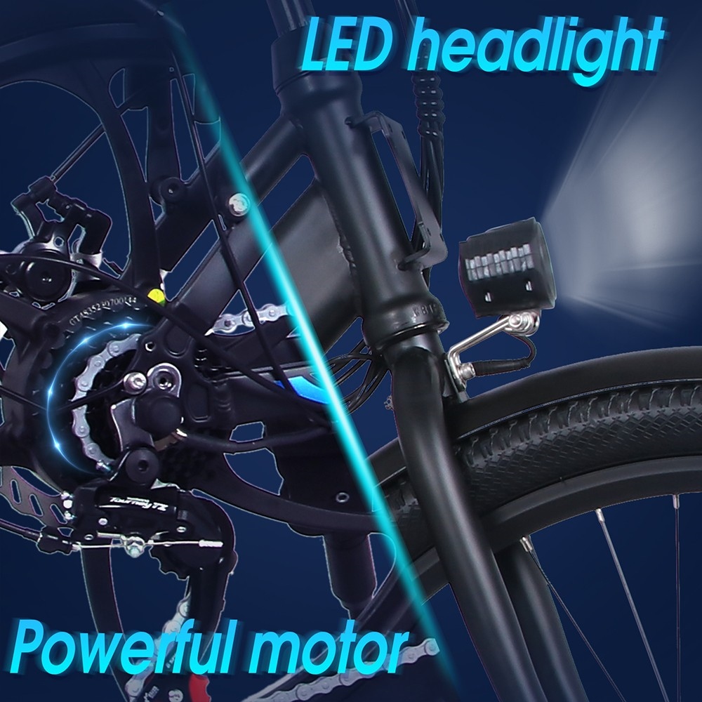 OT18 elektromos kerékpár, 26*2.35 hüvelykes gumik 350 W-os motor 36V14.4Ah akkumulátor 25 km/h maximális sebesség - fekete