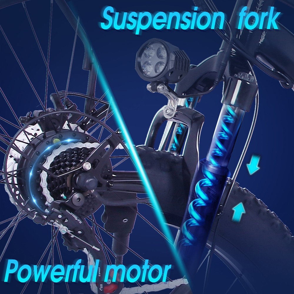 OT15 elektromos kerékpár, 26 * 4 hüvelykes zsírabroncsok, 500 W-os motor, 48 V 17 Ah akkumulátor, 25 km/h maximális sebesség 100 km maximális hatótáv
