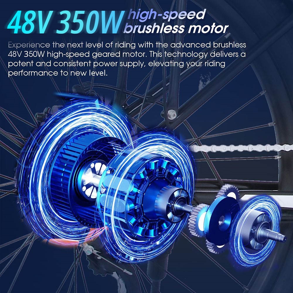 Vélo électrique OT13, gros pneus 26*3 pouces, moteur 350W, batterie 48V15Ah, vitesse maximale de 25 km/h, portée maximale de 100 km