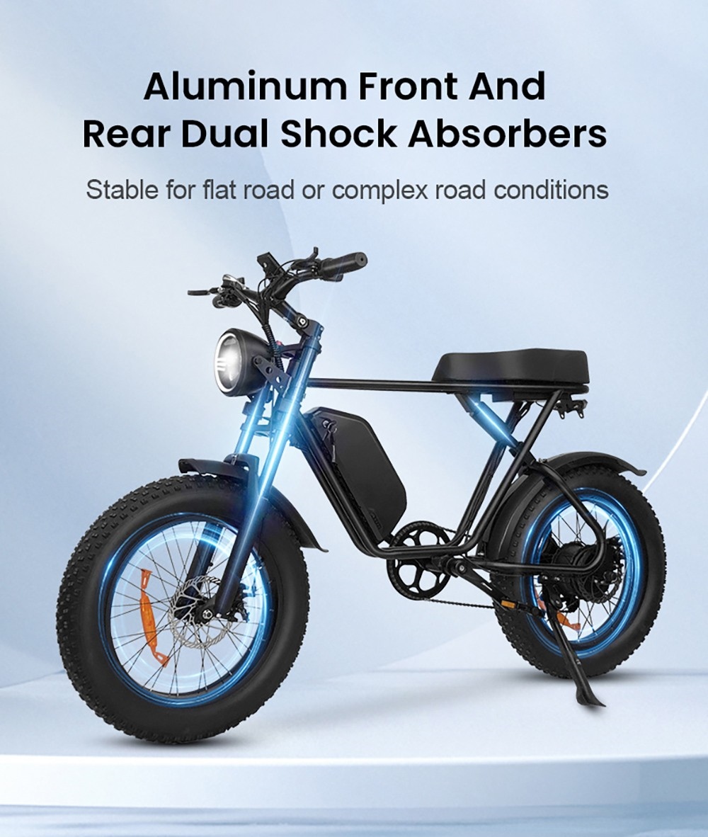 Q8 Ηλεκτρικό ποδήλατο εκτός δρόμου, 20*4 ιντσών Fat Tire 1000W Κινητήρας 48V 17.5Ah Μπαταρία 55km/h Μέγιστη Ταχύτητα 70Km Μέγιστο εύρος