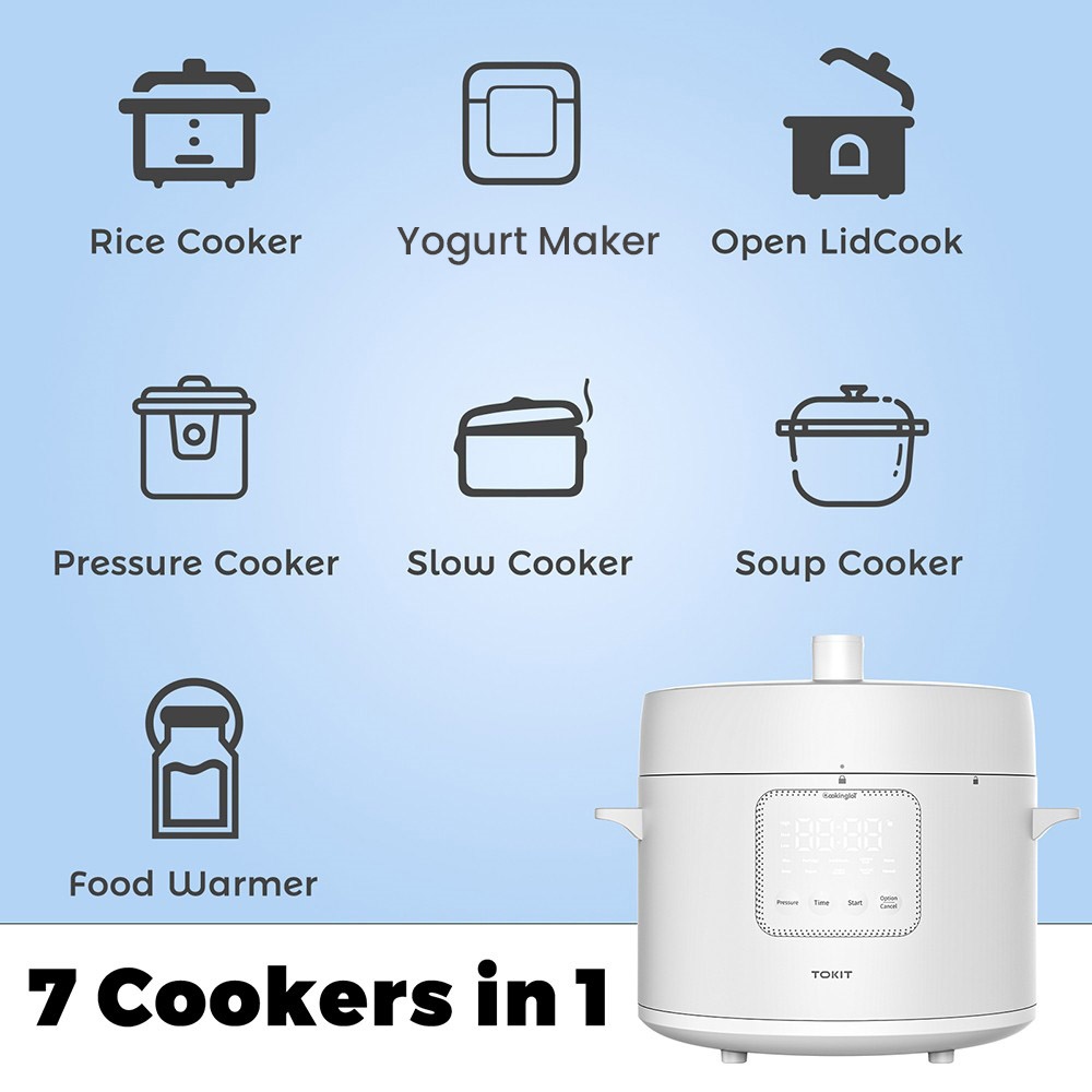 TOKIT MYL02M Autocuiseur électrique, yaourtière, chauffe-soupe, capacité 5 L, 14 programmes de cuisson, pot intérieur à revêtement antiadhésif, contrôle par application