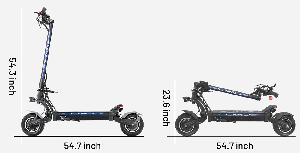 YUME HAWK Pro elektrische scooter, 10 x 4.5 inch tubeless racebanden 3000 W * 2 motor 60 V 30 Ah batterij 50 mph Max. snelheid 60 mijl Max. bereik 3 versnellingen Schakelsysteem Schijfrem Verstelbare hydraulische vering NFC APP-bediening