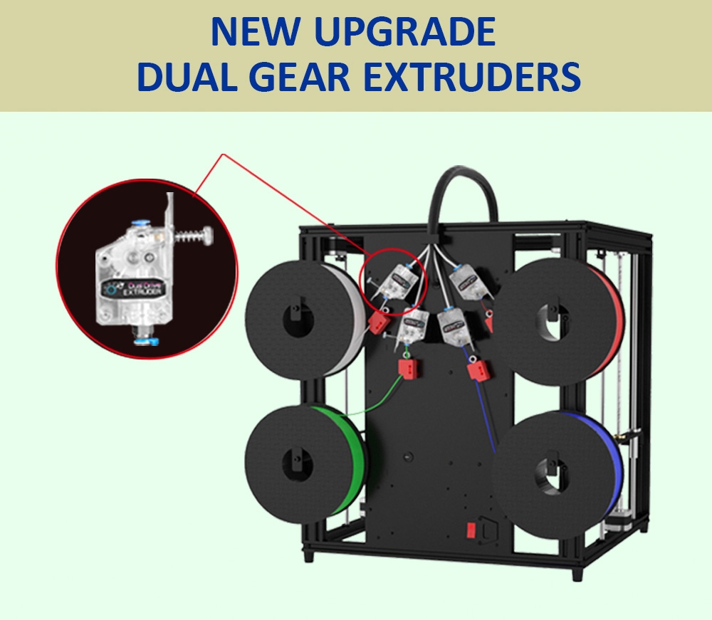 Safe Zonestar Z9V5MK6 4 Extrusores de impresoras 3D, mezcla de 4 en 1 colores, actualización automática, placa base de 32 bits, pantalla LCD de 4.3 pulgadas, código abierto, 300*300*400 mm