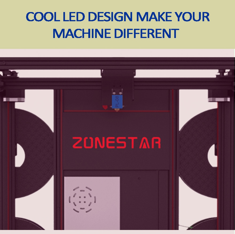 Safe Zonestar Z9V5MK6 4 Extrusores de impresoras 3D, mezcla de 4 en 1 colores, actualización automática, placa base de 32 bits, pantalla LCD de 4.3 pulgadas, código abierto, 300*300*400 mm