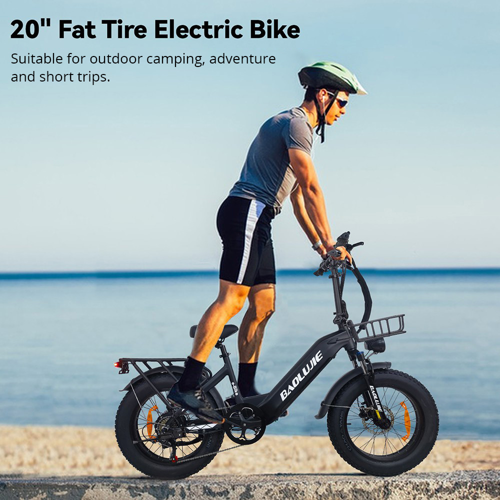 Bicicleta elétrica BAOLUJIE DP2003, pneus de 20 * 4 polegadas Motor 500W 48V 12AH Bateria 45km / h Velocidade máxima 40km Alcance máximo Visor LCD Shimano de 7 velocidades - Azul