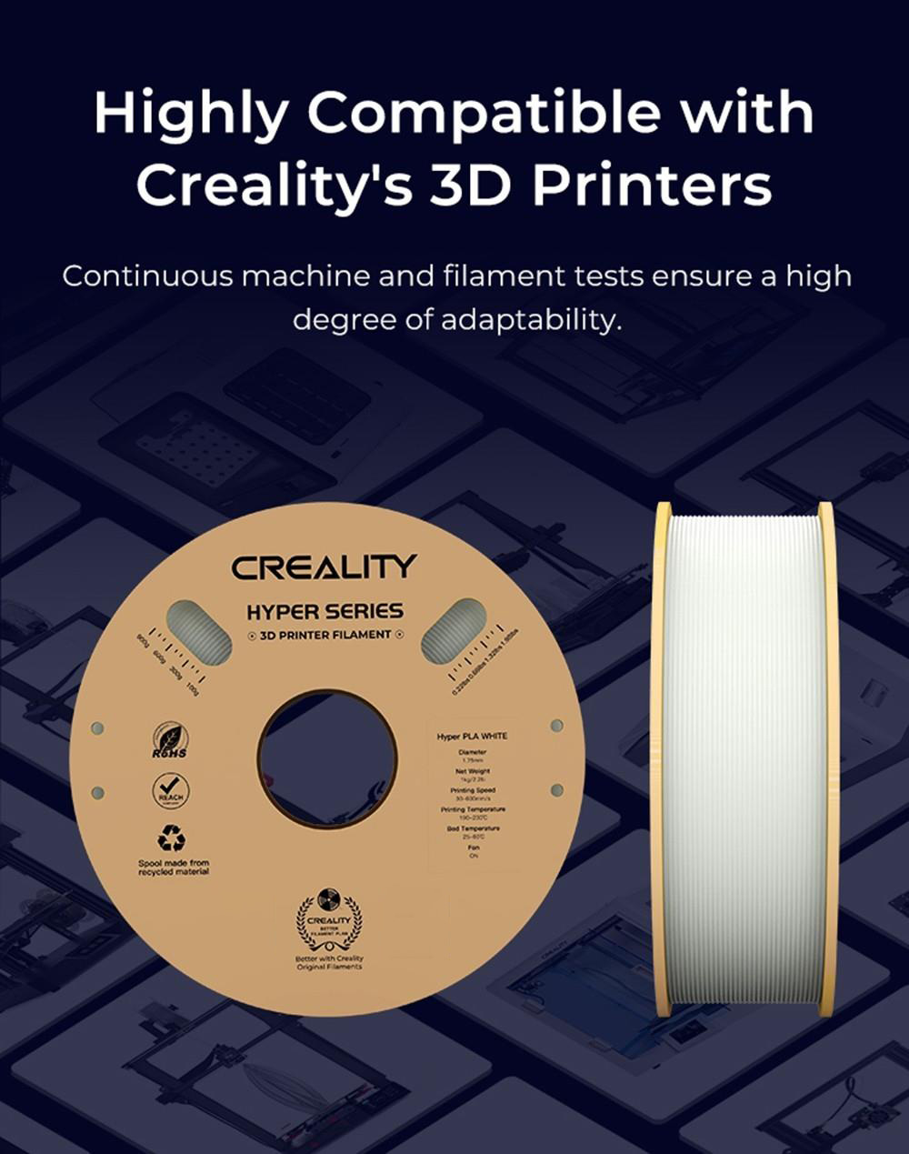 Creality Hyper Series PLA-filament 1.75 mm 1 kg - Wit