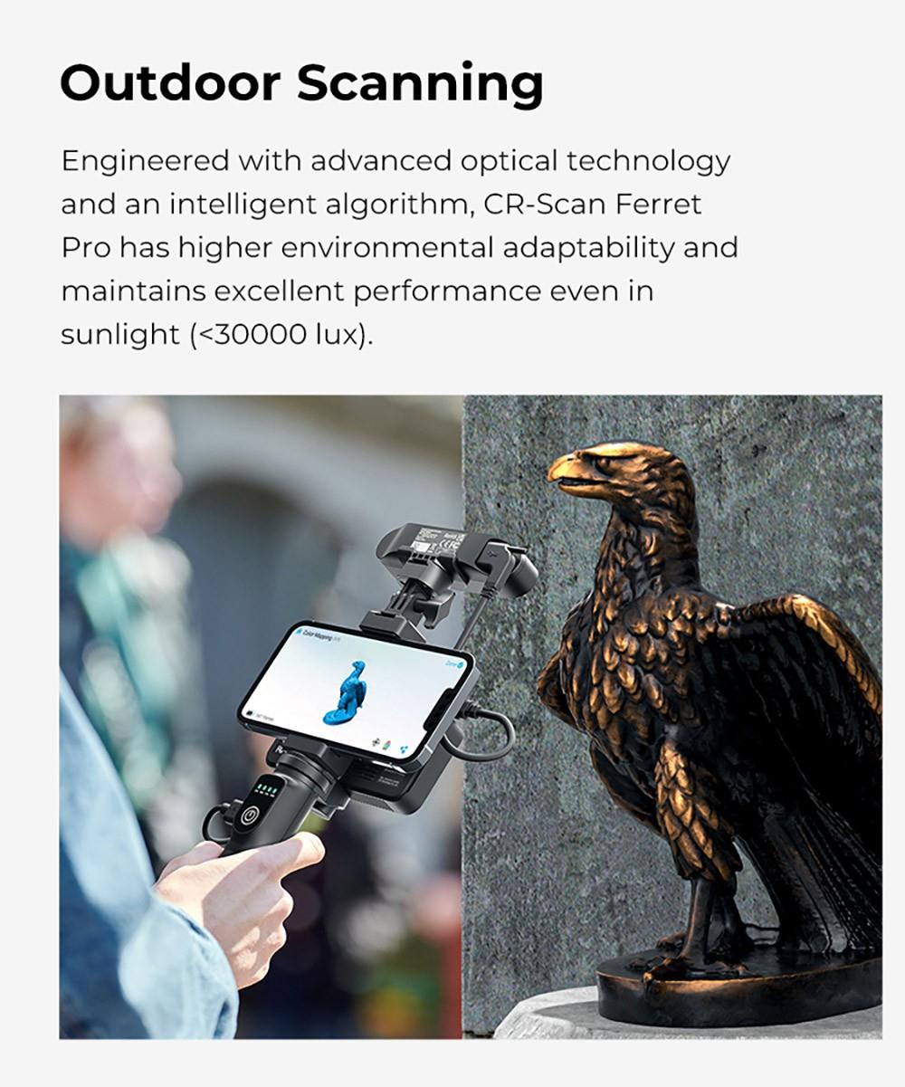 Creality CR-Scan Ferret Pro 3D Scanner, Up to 30 fps Scan Speed, 0.1mm Accuracy, 150-700mm Working Distance, 560*820mm Single Capture Range, 150x150mm Minimum Scanning, Wireless Connection