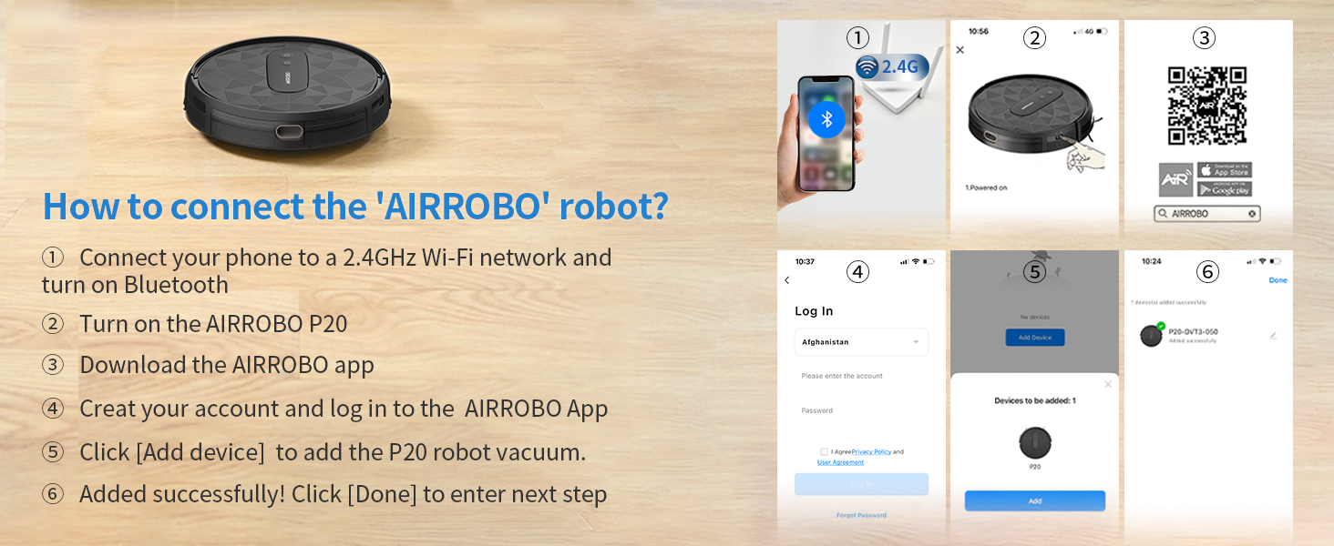 AIRROBO P20 robotstofzuiger, 2800 Pa zuigkracht, 600 ml vuilnisbak, schrapertechnologie, 4 reinigingsmodi, afstandsbediening/app-bediening, tot 120 minuten looptijd - EU-stekker