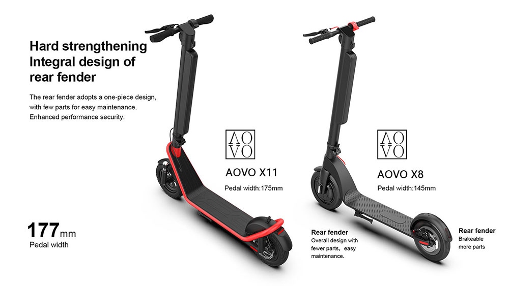 AOVO X11 Electric Scooter 10 inches Tires 450W Motor 36V 13Ah Detachable Battery 35km/h Max Speed 50km Range - Red