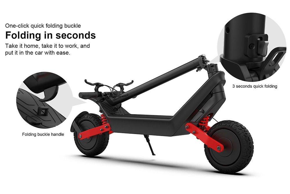 AOVO X10 elektrische scooter 11 inch banden 48V 1200W dubbele motoren 40 km / u maximale snelheid 100 km bereik afneembare batterij - zwart