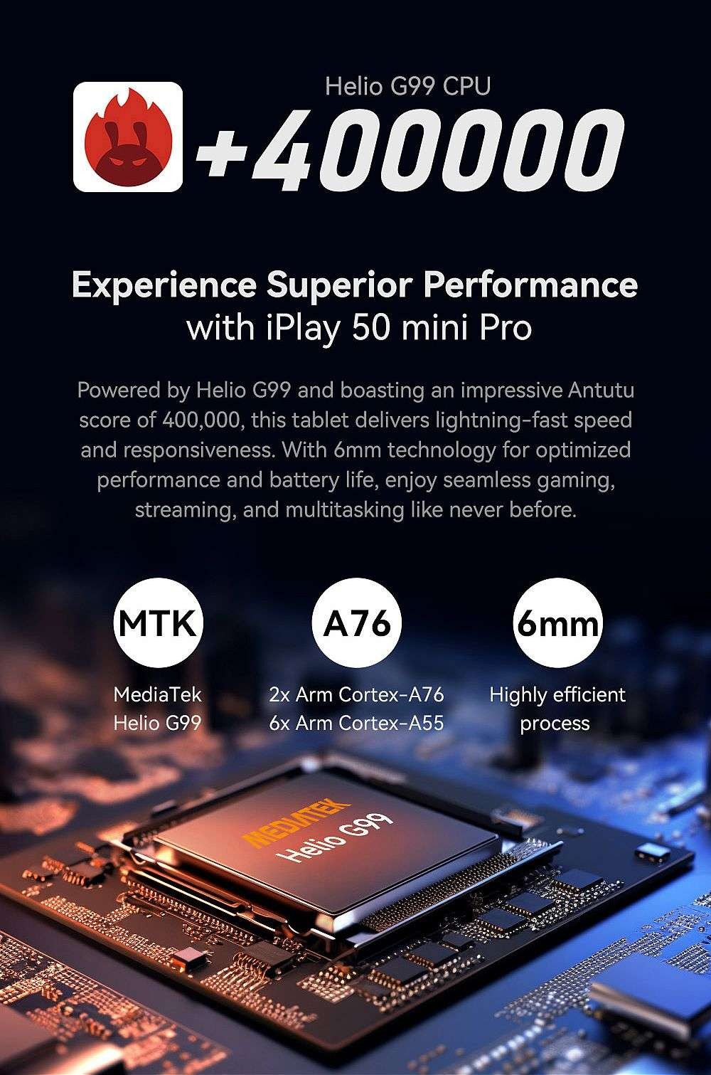 AllDOCUBE iPlay 50 Mini Pro 4G Tablet MTK 6789 G99 8GB RAM 256GB ROM 5MP elülső kamera 13MP hátlapi kamera 5G WiFi