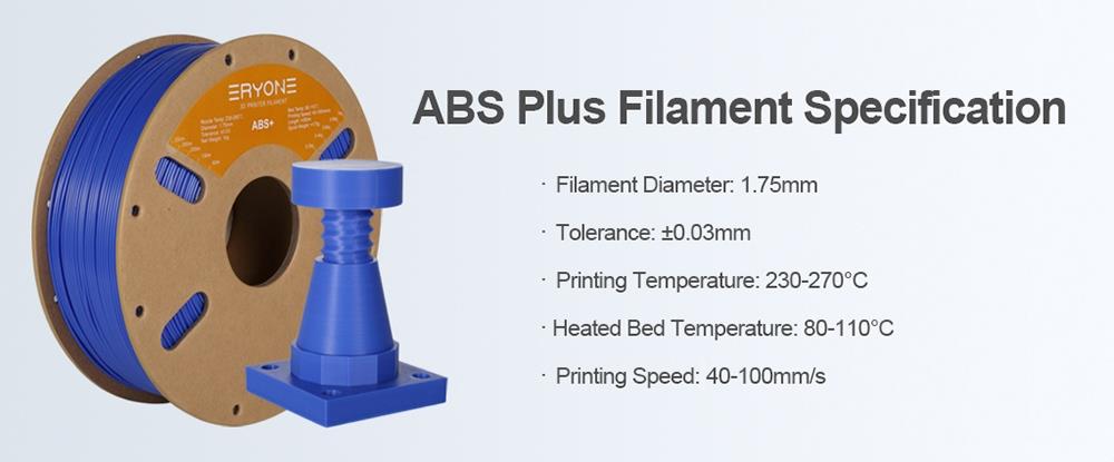 ERYONE 1.75 mm ABS+ 3D Nyomtatószál 1KG kék