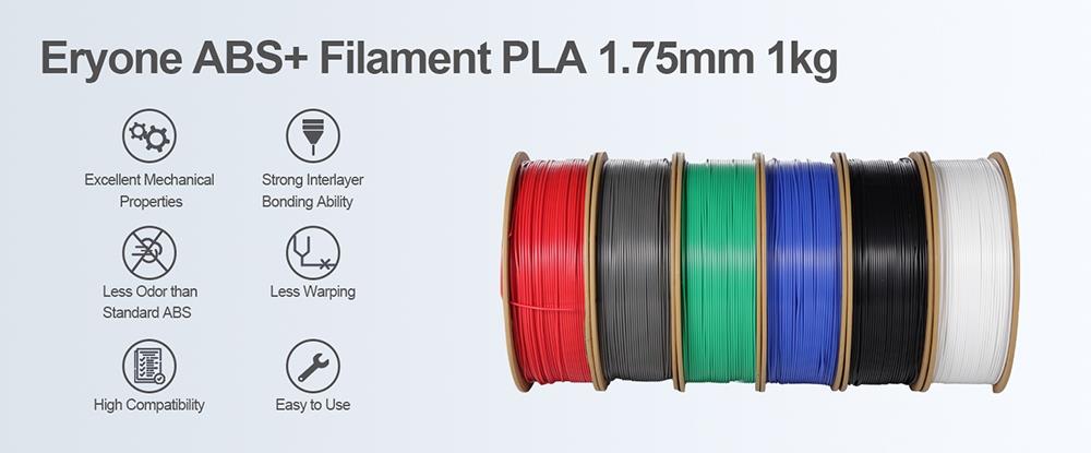 ERYONE 1.75mm ABS+ 3D Printing Filament 1KG Blue