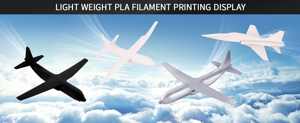 ERYONE PLA ligero de 1.75 mm 3D Filamento de Impresión 1kg Negro