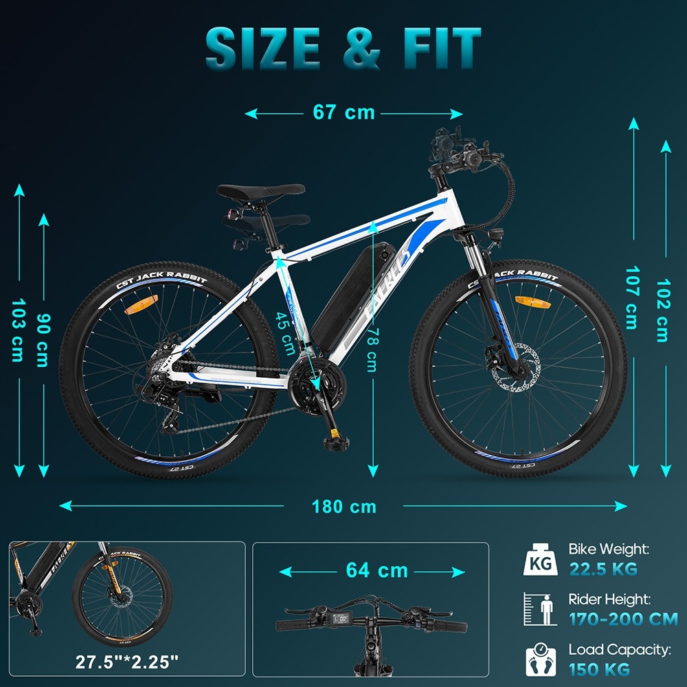 Fafrees F28 MT Mountain Electric Bike 27.5*2.25 inch Tire 250W Motor 36V 14.5Ah Battery 25km/h Default Max Speed 110km Max Range SHIMANO 21-speed Gear Mechanical Disc Brakes - Red