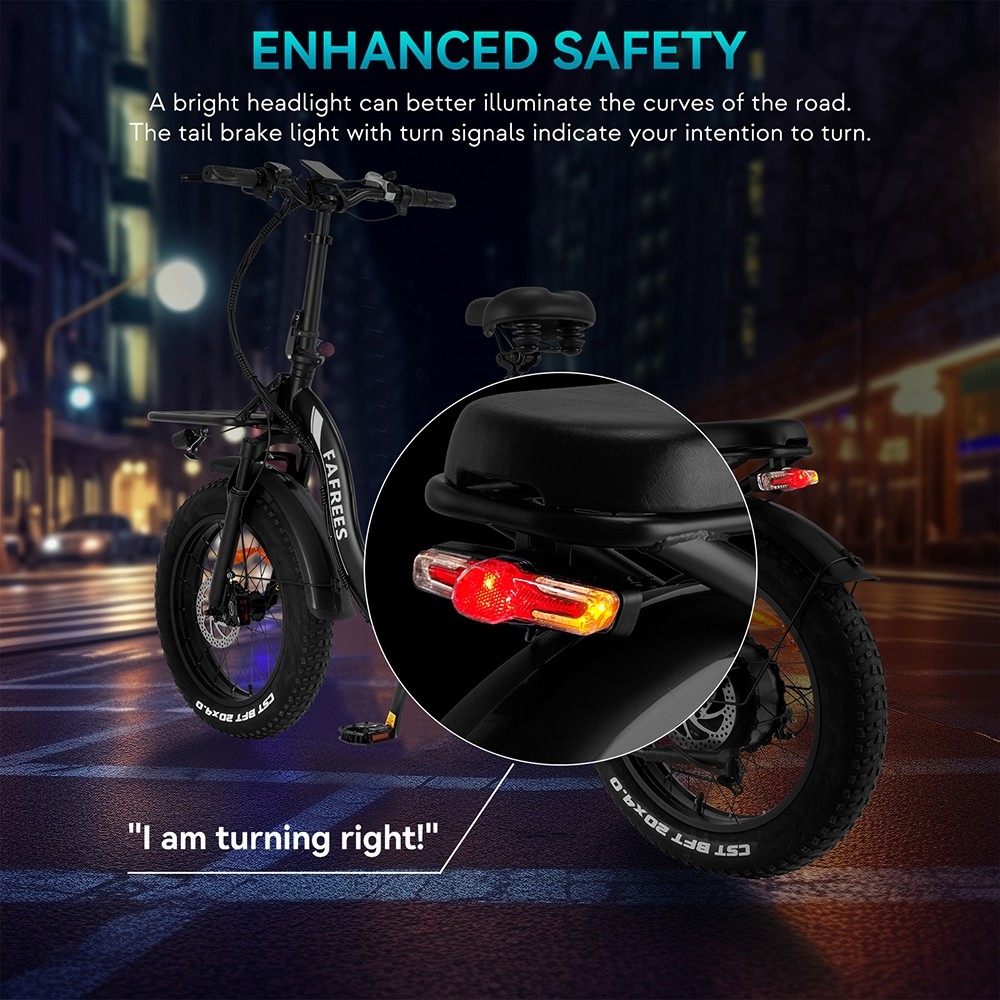 Fafrees F20 X-Max Electric Bike 20*4.0 inch Fat Tire 750W Brushless Motor 48V 30AH Battery 25km/h Default Max Speed 200km Max Range Shimano 7 Speed Gear Shift System Hydraulic Disc Brakes - Black