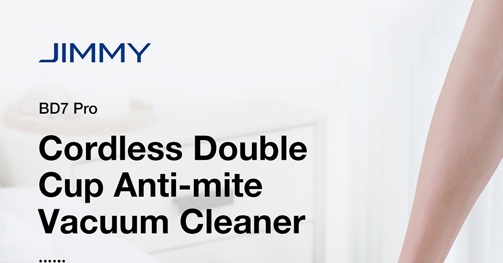 JIMMY BD7 Pro Cordless Double Cup Anti-Mite Vacuum Cleaner, 245mm Suction Inlet, 0.5L Dust Cup, Smart Dust Sensor, UV Sterilization Function, Ultrasound, LED Display, 30Mins Runtime