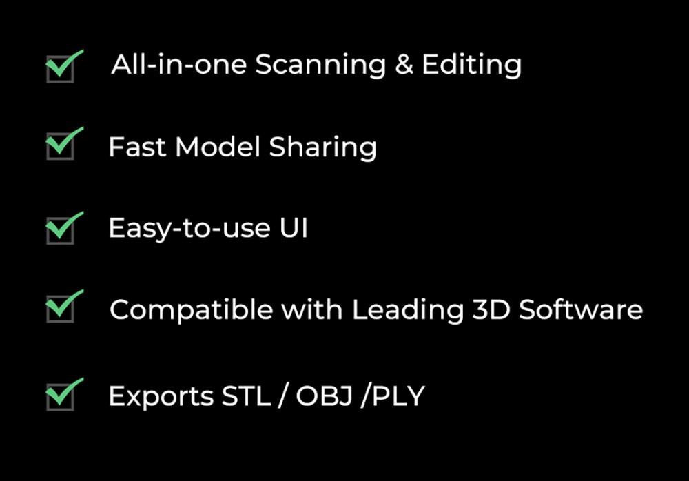 Creality CR-Scan Ferret Pro 3D Szkenner, akár 30 képkocka/mp szkennelési sebesség, 0.1 mm-es pontosság, 150-700 mm-es munkatávolság, 560 x 820 mm-es egyetlen rögzítési tartomány, 150 x 150 mm-es minimális szkennelés, vezeték nélküli kapcsolat